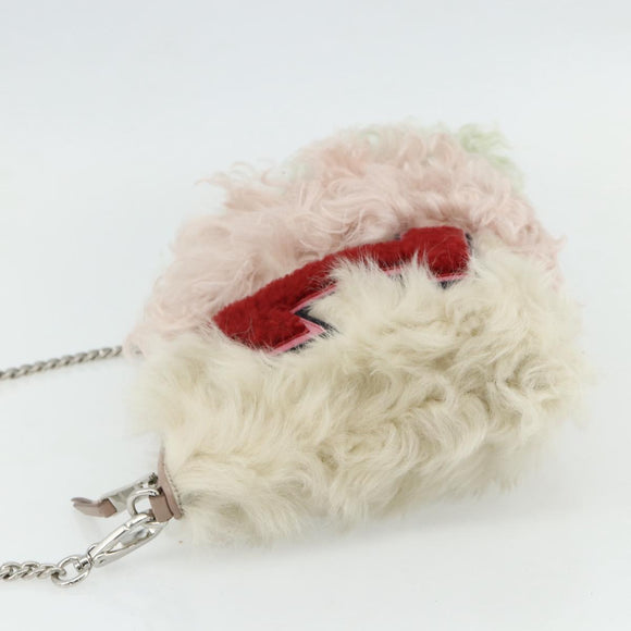 Miu Miu Ketten-Schultertasche Fell Pink Weiß Grün Auth 168873A