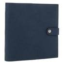 HERMES CD Case Leather Navy Silver Auth 168886-1