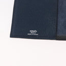 HERMES CD Case Leather Navy Silver Auth 168886-18