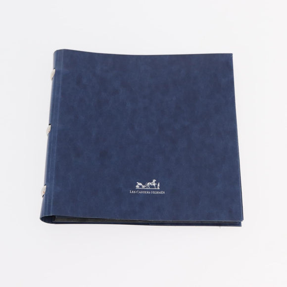 HERMES CD Case Leather Navy Silver Auth 168886