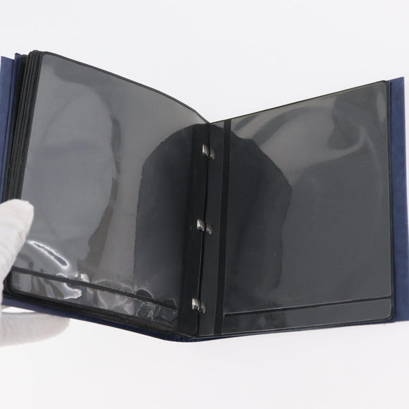 HERMES CD Case Leather Navy Silver Auth 168886