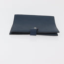 HERMES CD Case Leather Navy Silver Auth 168886-3
