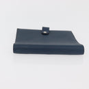HERMES CD Case Leather Navy Silver Auth 168886-4