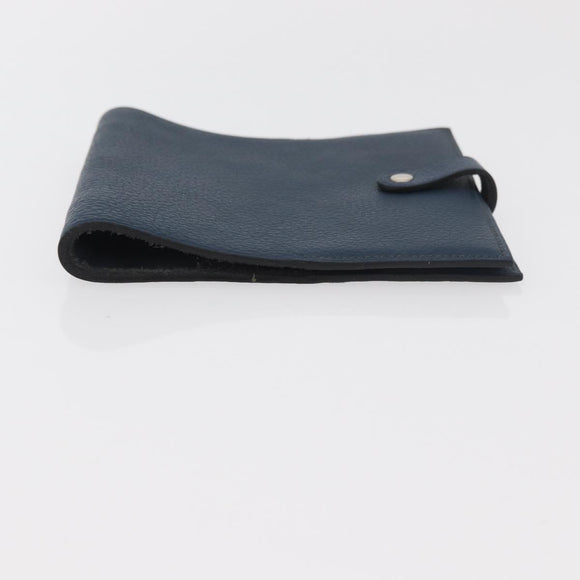 HERMES CD Case Leather Navy Silver Auth 168886