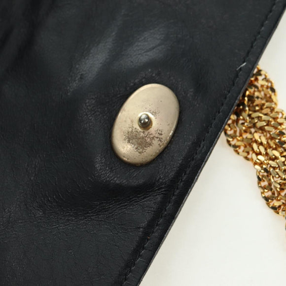 CHANEL Matelasse Chain Shoulder Bag Satin Black Gold CC Auth 168914V