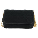 CHANEL Matelasse Chain Shoulder Bag Satin Black Gold CC Auth 168914V-13