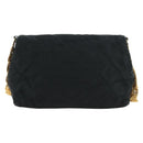 CHANEL Matelasse Chain Shoulder Bag Satin Black Gold CC Auth 168914V-2