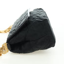 CHANEL Matelasse Chain Shoulder Bag Satin Black Gold CC Auth 168914V-3