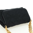 CHANEL Matelasse Chain Shoulder Bag Satin Black Gold CC Auth 168914V-6
