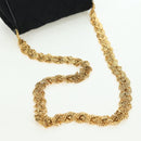 CHANEL Matelasse Chain Shoulder Bag Satin Black Gold CC Auth 168914V-7