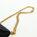 CHANEL Matelasse Chain Shoulder Bag Satin Black Gold CC Auth 168914V-14
