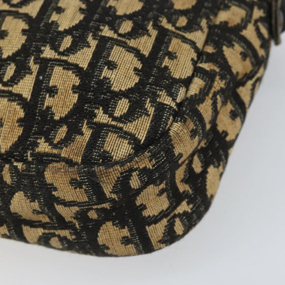 Christian Dior Trotter Canvas Shoulder Bag Navy Gold Auth 168925