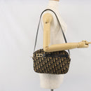 Christian Dior Trotter Canvas Shoulder Bag Navy Gold Auth 168925-20