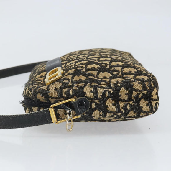 Christian Dior Trotter Canvas Shoulder Bag Navy Gold Auth 168925