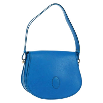 CARTIER Must Line Shoulder Bag Leather Blue Gold Auth 168927V