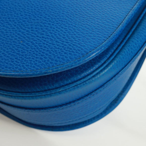 CARTIER Umhängetasche Must Line Leder Blau Gold Auth 168927V
