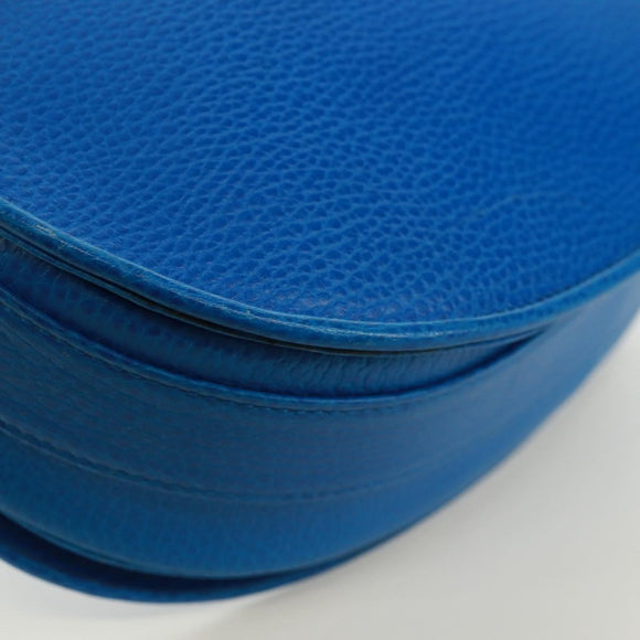 CARTIER Umhängetasche Must Line Leder Blau Gold Auth 168927V