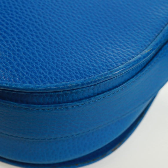 CARTIER Umhängetasche Must Line Leder Blau Gold Auth 168927V