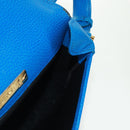 CARTIER Umhängetasche Must Line Leder Blau Gold Auth 168927V-19