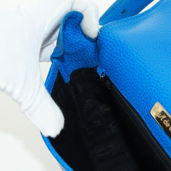 CARTIER Must Line Shoulder Bag Leather Blue Gold Auth 168927V