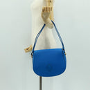 CARTIER Umhängetasche Must Line Leder Blau Gold Auth 168927V-23
