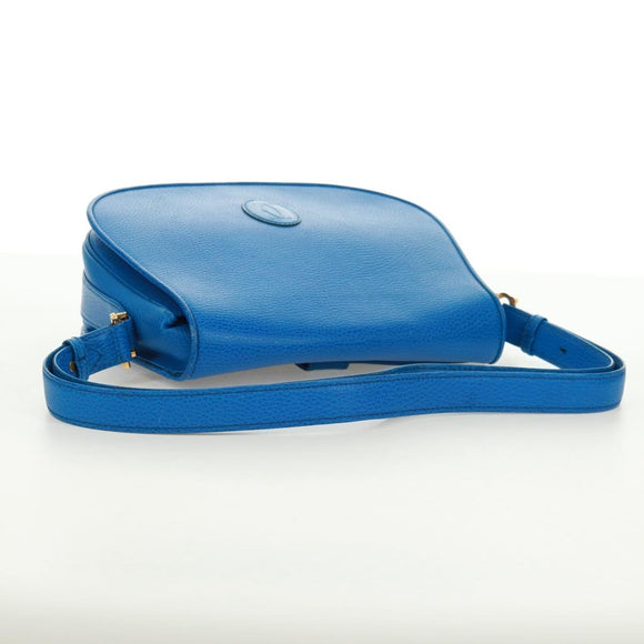 CARTIER Umhängetasche Must Line Leder Blau Gold Auth 168927V