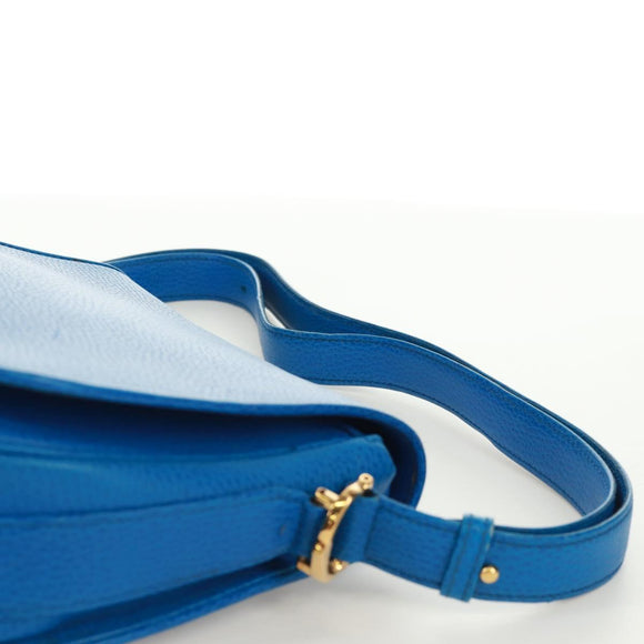 CARTIER Umhängetasche Must Line Leder Blau Gold Auth 168927V
