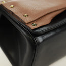 Chloe Chain June Shoulder Bag Leather Black Gold Auth 168935V-10