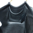 Chloe Chain June Shoulder Bag Leather Black Gold Auth 168935V-19