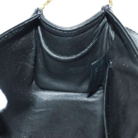 Chloe Chain June Shoulder Bag Leather Black Gold Auth 168935V