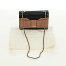 Chloe Chain June Shoulder Bag Leather Black Gold Auth 168935V-23