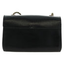 Chloe Chain June Shoulder Bag Leather Black Gold Auth 168935V-3