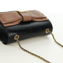 Chloe Chain June Shoulder Bag Leather Black Gold Auth 168935V-6