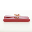 PRADA Chain Shoulder wallet Shoulder Bag Safiano leather Red Gold Auth 168938V-5