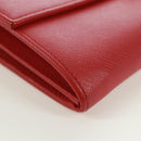 PRADA Chain Shoulder wallet Shoulder Bag Safiano leather Red Gold Auth 168938V-16