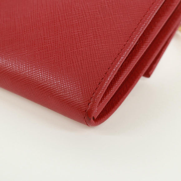 PRADA Chain Shoulder wallet Shoulder Bag Safiano leather Red Gold Auth 168938V
