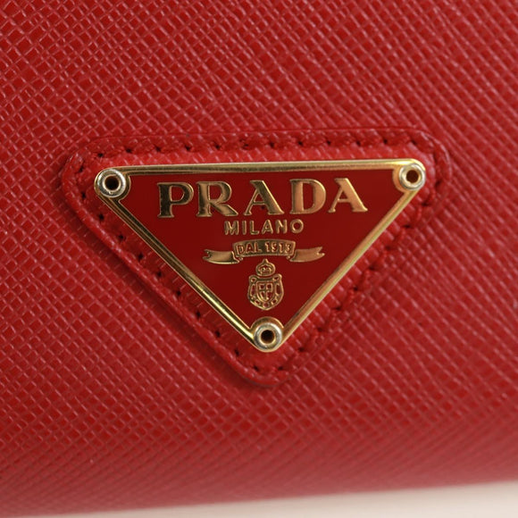 PRADA Chain Shoulder wallet Shoulder Bag Safiano leather Red Gold Auth 168938V