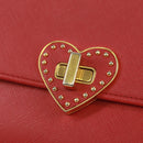 PRADA Chain Shoulder wallet Shoulder Bag Safiano leather Red Gold Auth 168938V-21