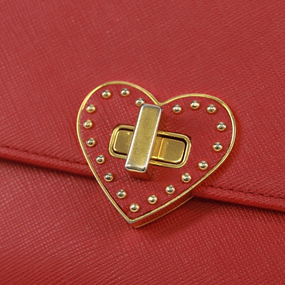 PRADA Chain Shoulder wallet Shoulder Bag Safiano leather Red Gold Auth 168938V