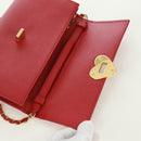 PRADA Chain Shoulder wallet Shoulder Bag Safiano leather Red Gold Auth 168938V-8