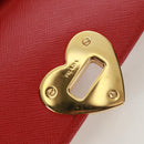 PRADA Chain Shoulder wallet Shoulder Bag Safiano leather Red Gold Auth 168938V-22