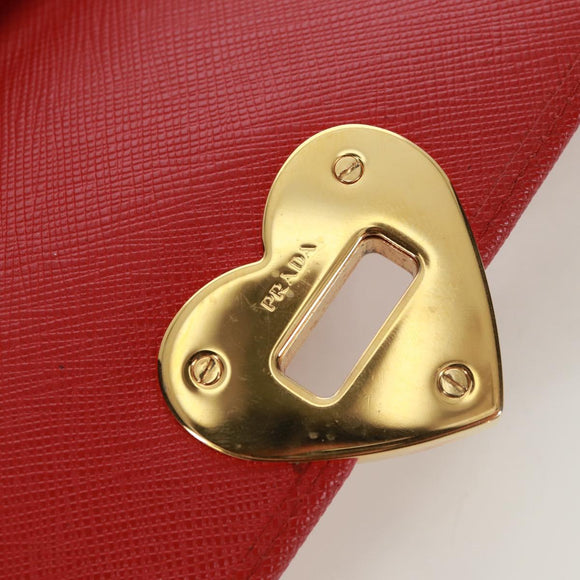 PRADA Chain Shoulder wallet Shoulder Bag Safiano leather Red Gold Auth 168938V