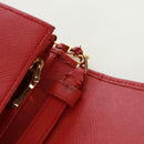 PRADA Chain Shoulder wallet Shoulder Bag Safiano leather Red Gold Auth 168938V-23
