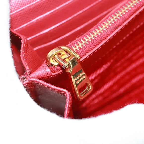 PRADA Chain Shoulder wallet Shoulder Bag Safiano leather Red Gold Auth 168938V
