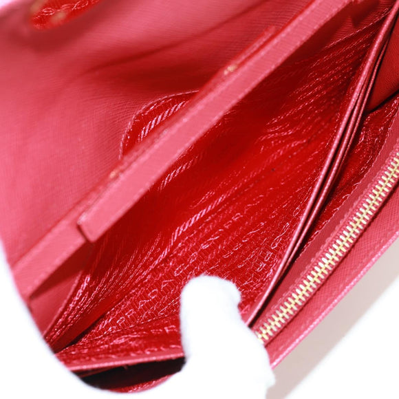 PRADA Chain Shoulder wallet Shoulder Bag Safiano leather Red Gold Auth 168938V
