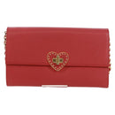 PRADA Chain Shoulder wallet Shoulder Bag Safiano leather Red Gold Auth 168938V-13