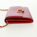 PRADA Chain Shoulder wallet Shoulder Bag Safiano leather Red Gold Auth 168938V-3