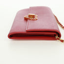 PRADA Chain Shoulder wallet Shoulder Bag Safiano leather Red Gold Auth 168938V-4
