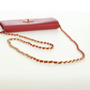 PRADA Chain Shoulder wallet Shoulder Bag Safiano leather Red Gold Auth 168938V-6