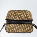 Christian Dior Trotter Canvas Shoulder Bag Brown Gold Auth 168939-15